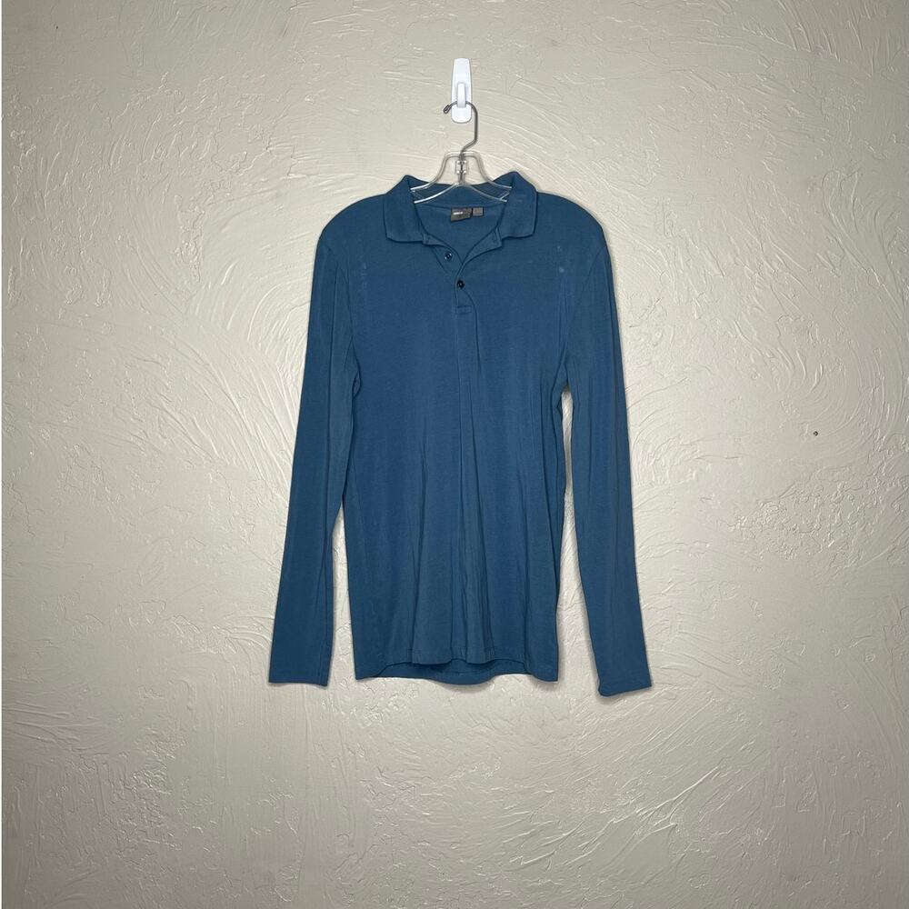 ASOS Men's Large Blue Long Sleeve Polo Shirt Casual Stretch